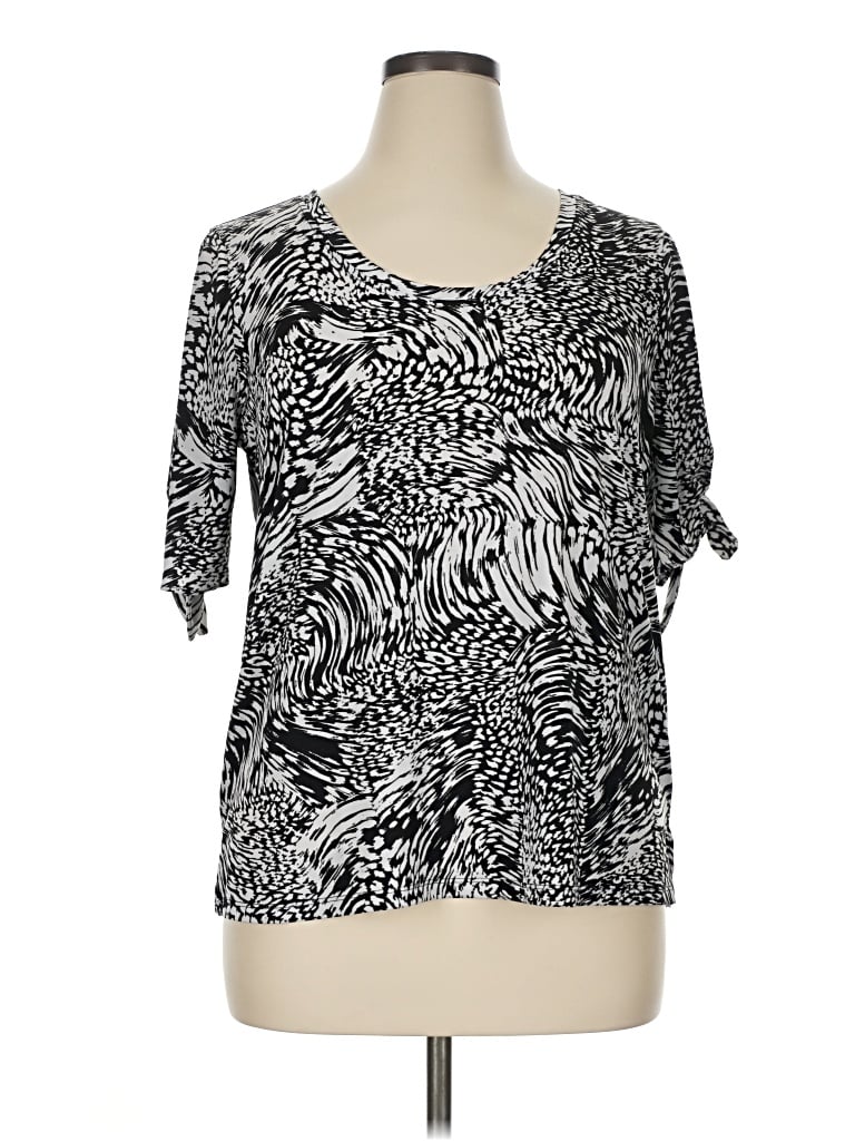 Pre-owned Chaus Short Sleeve Blouse In Silver