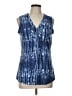 BCBGMAXAZRIA Argyle Aztec Or Tribal Print Camo Color Block Damask Fair Isle Marled Ombre Blue Sleeveless Blouse Size L - photo 1
