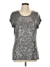Madison Metallic Silver Short Sleeve Top Size L - photo 1