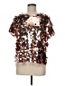 Eva Franco 100% Polyester Metallic Silver Short Sleeve Blouse Size M - photo 1