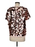Eva Franco 100% Polyester Metallic Silver Short Sleeve Blouse Size M - photo 2