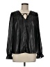 Current Air 100% Polyester Metallic Black Long Sleeve Blouse Size M - photo 1