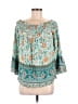 Unbranded 100% Rayon Teal 3/4 Sleeve Blouse Size L - photo 1