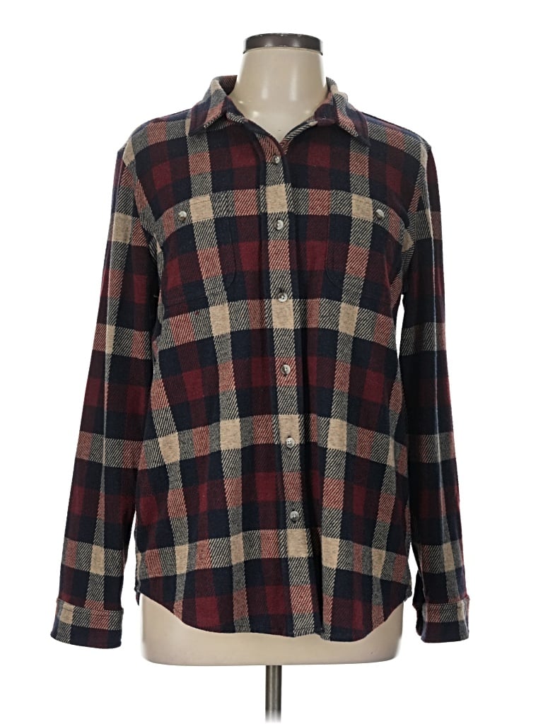 Pre-owned Faherty Long Sleeve Blouse In Burgundy