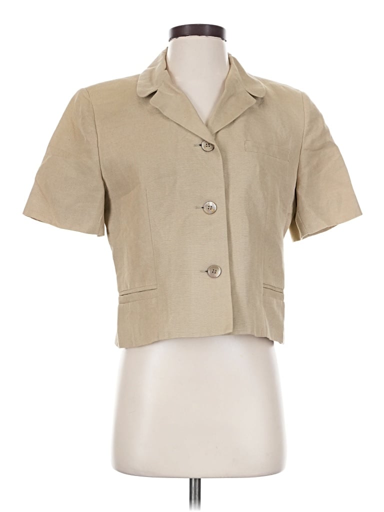 Pre-owned Harve Benard Short Sleeve Blouse In Tan