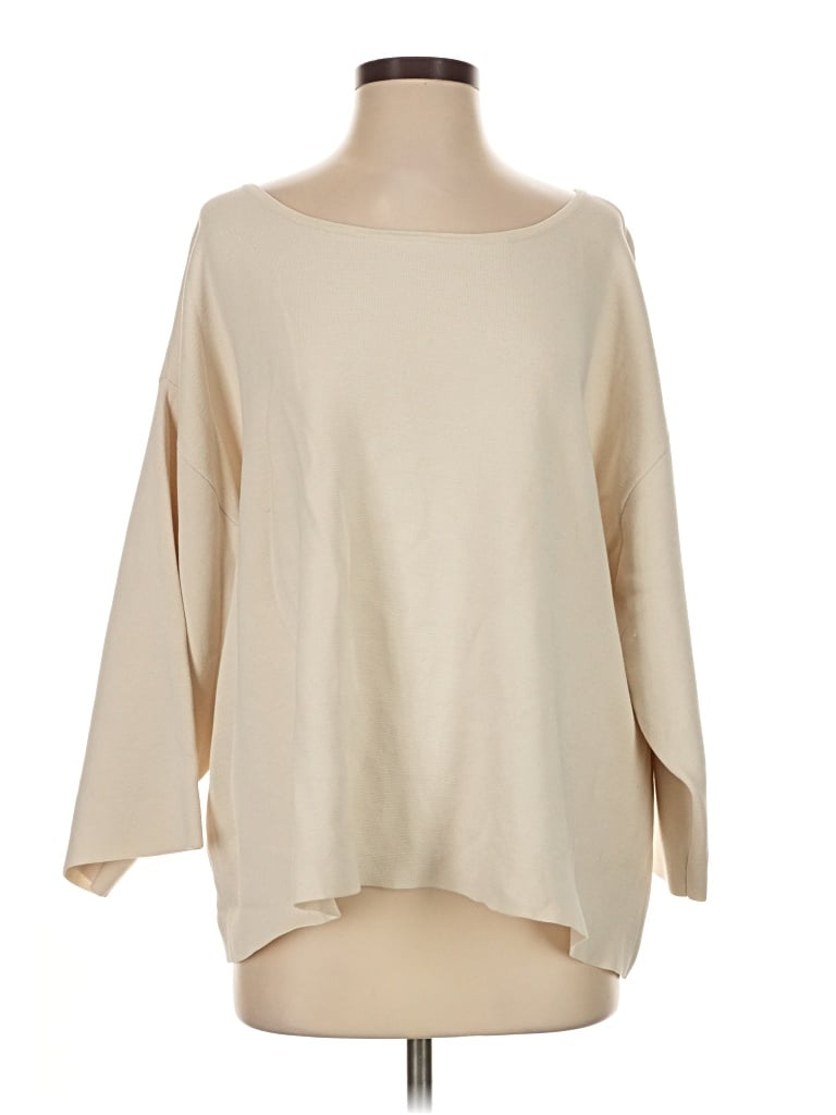 Pre-owned Doncaster Collection Silk Pullover Sweater In Tan