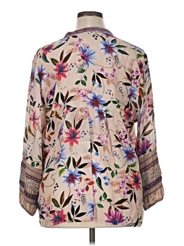 Johnny Was 3/4 Sleeve Silk Top (view 2)
