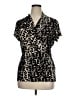 DKNY Animal Print Black Short Sleeve Blouse Size XL - photo 1