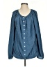 Charles Nolan 100% Silk Blue Long Sleeve Silk Top Size S - photo 1