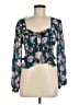 Intermix 100% Silk Teal 3/4 Sleeve Silk Top Size 6 - photo 1