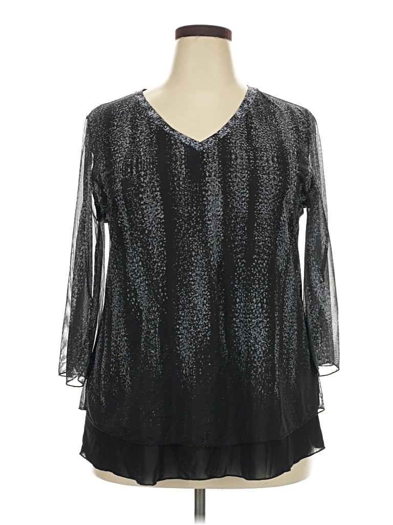 Pre-owned Timeson 3/4 Sleeve Blouse In Black