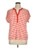 Anne Klein Houndstooth Red Short Sleeve Blouse Size XL - photo 1