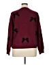 CeCe Hearts Bow Print Burgundy Pullover Sweater Size XL - photo 2