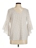 Green Envelope 100% Spandex Ivory 3/4 Sleeve Blouse Size M - photo 1