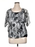 One World Gray Short Sleeve Blouse Size XL - photo 1