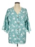 Unbranded Teal Short Sleeve Button-Down Shirt Size L - photo 1