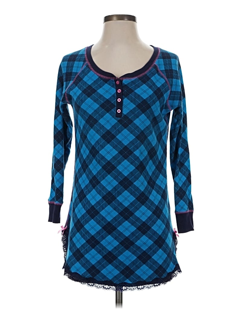 Pre-owned Honeydew Long Sleeve Henley Shirt In Blue