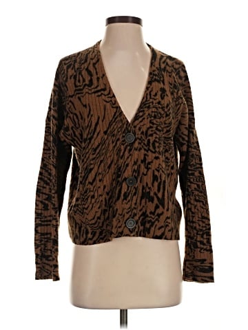 Madewell Tigerized Cameron Ribbed Cardigan Sweater in Coziest Yarn (view 1)