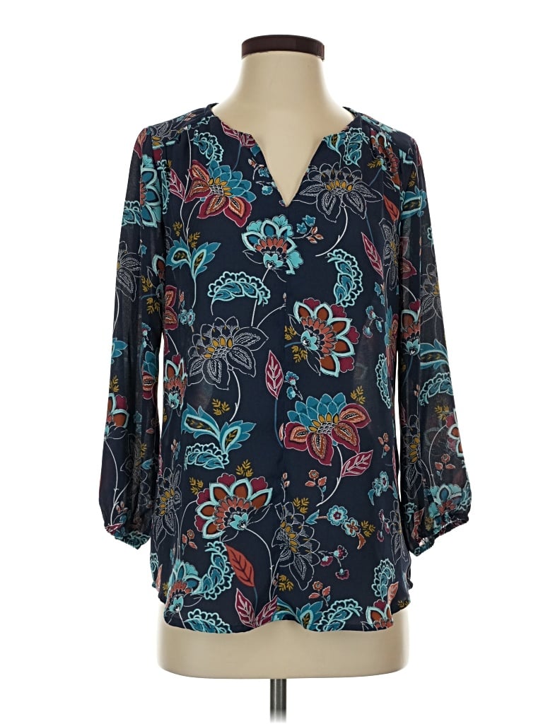 Pre-owned Valerie Stevens 3/4 Sleeve Blouse In Teal