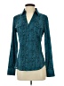 Express Design Studio Animal Print Teal Long Sleeve Blouse Size S - photo 1