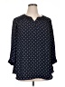 dalia 100% Polyester Polka Dots Blue 3/4 Sleeve Blouse Size 1X - photo 1