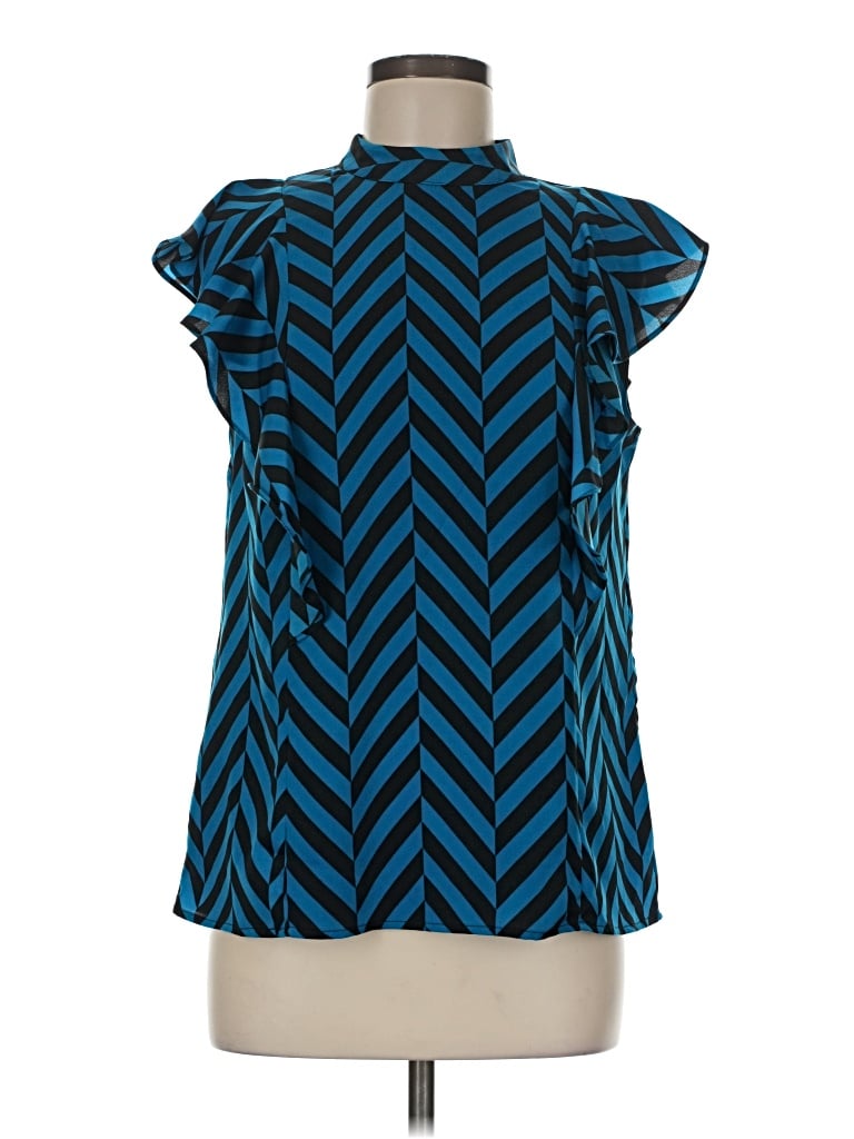 Pre-owned Worthington Short Sleeve Blouse In Blue