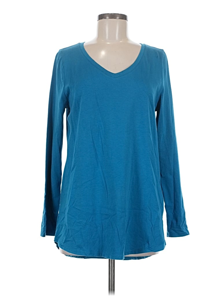 Pre-owned Soft Surroundings Long Sleeve Top Teal V-neck Tops