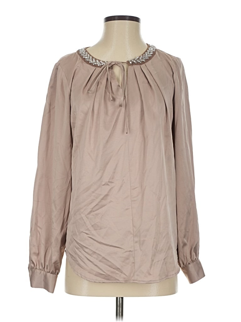 Pre-owned Jlo By Jennifer Lopez Long Sleeve Blouse In Tan