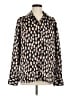 Topshop 100% Polyester Print Black Long Sleeve Blouse Size 8 - photo 1
