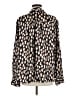 Topshop 100% Polyester Print Black Long Sleeve Blouse Size 8 - photo 2