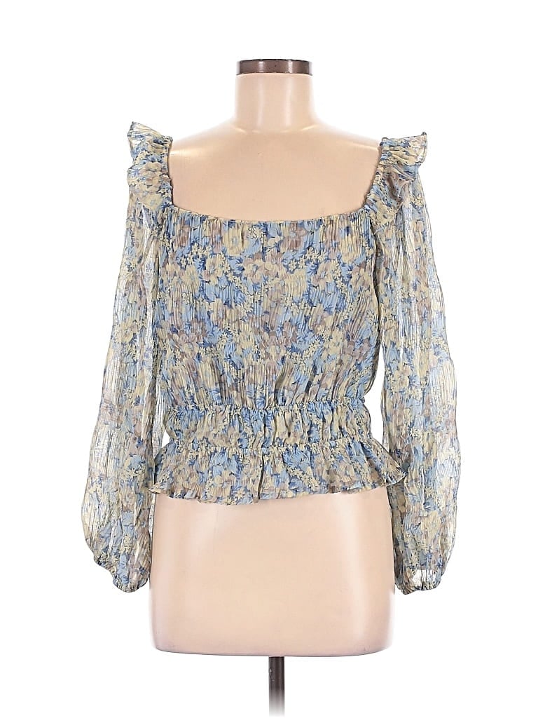 Pre-owned Astr 3/4 Sleeve Blouse In Blue
