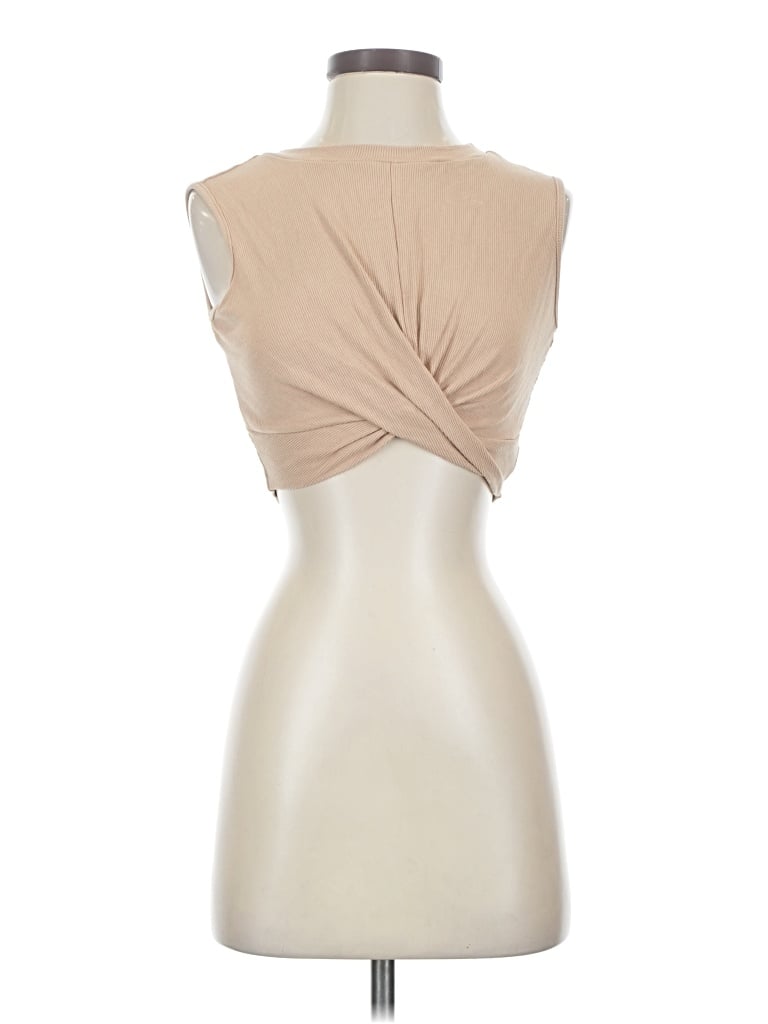 Pre-owned Zaful Sleeveless Blouse In Tan