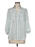 By & By Stripes White 3/4 Sleeve Button-Down Shirt Size M - photo 1
