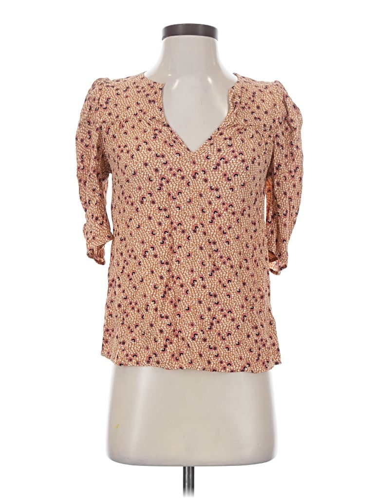 Pre-owned See U Soon 3/4 Sleeve Blouse In Tan