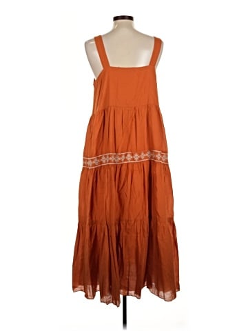 Madewell Embroidered Button-Front Tiered Midi Dress (view 2)