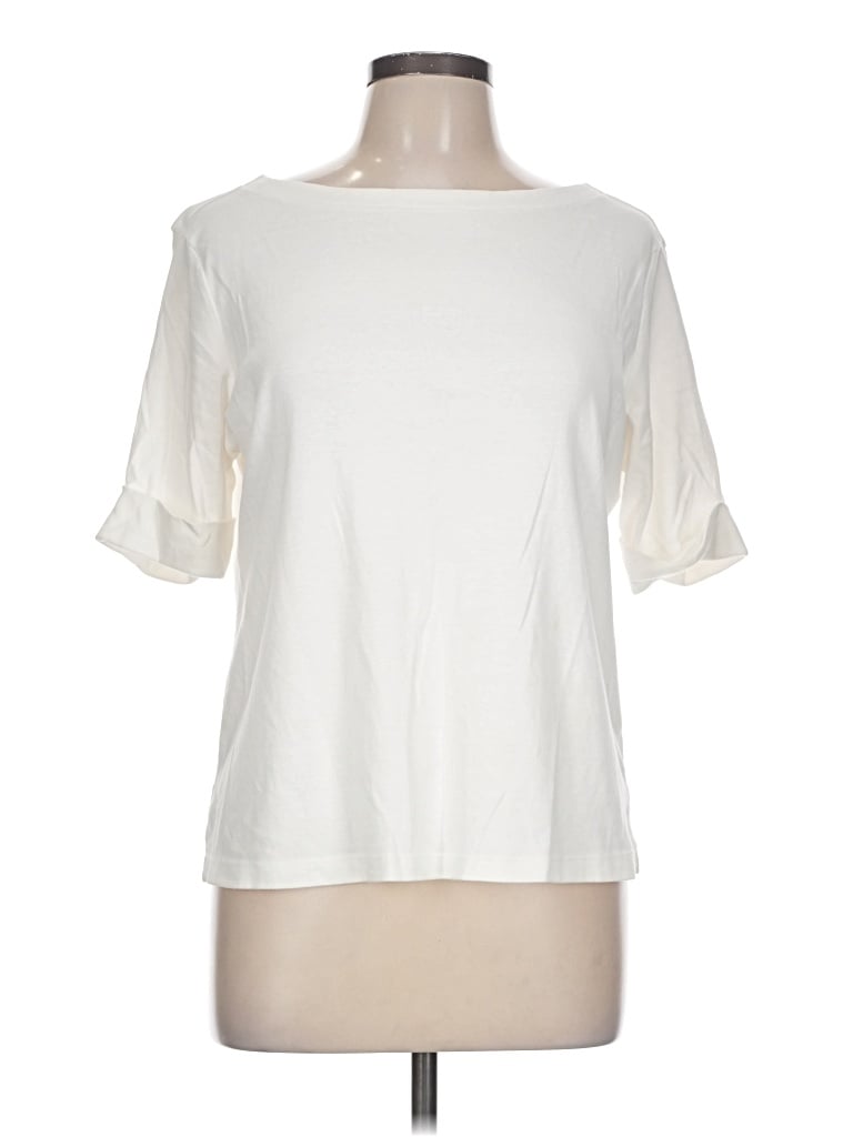 Pre-owned Karen Scott Short Sleeve T-shirt In Ivory