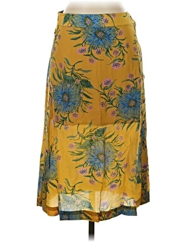 Madewell Silk Side-Button Skirt in Painted Blooms - front