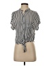 Lulus 100% Viscose Stripes Gray Short Sleeve Blouse Size S - photo 1