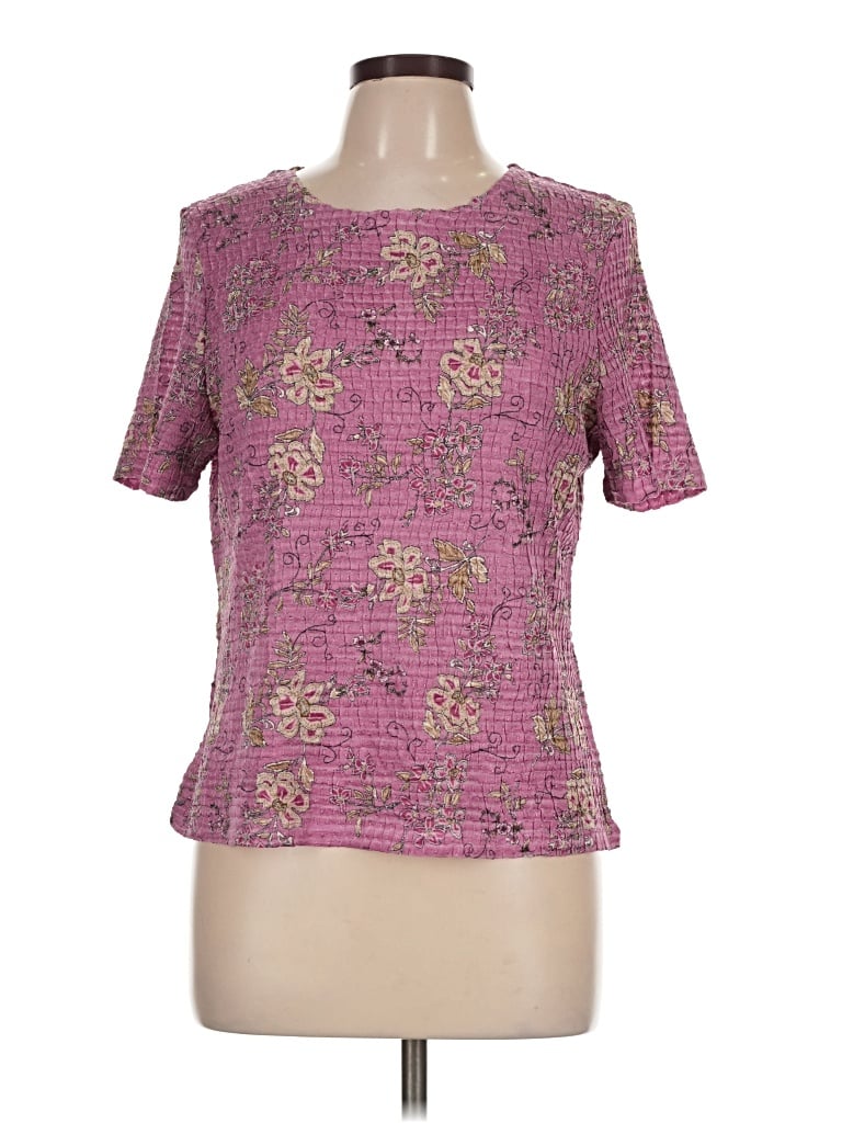 Pre-owned Jm Collection Short Sleeve Blouse In Pink