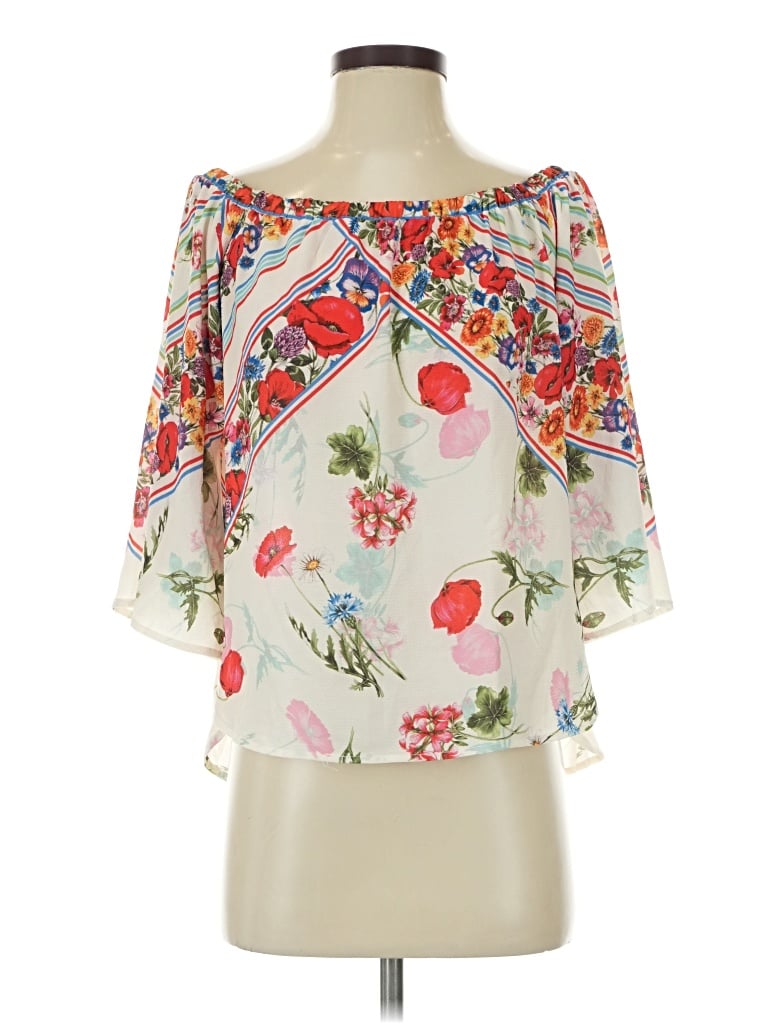 Pre-owned Jealous Tomato 3/4 Sleeve Blouse In Ivory