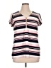 Roz & Ali Stripes Pink Short Sleeve Blouse Size XL - photo 1