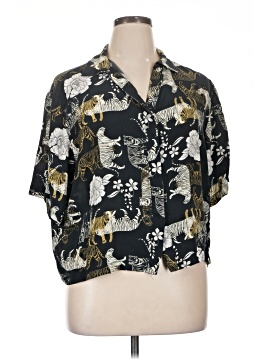 Johnny Was Short Sleeve Silk Top