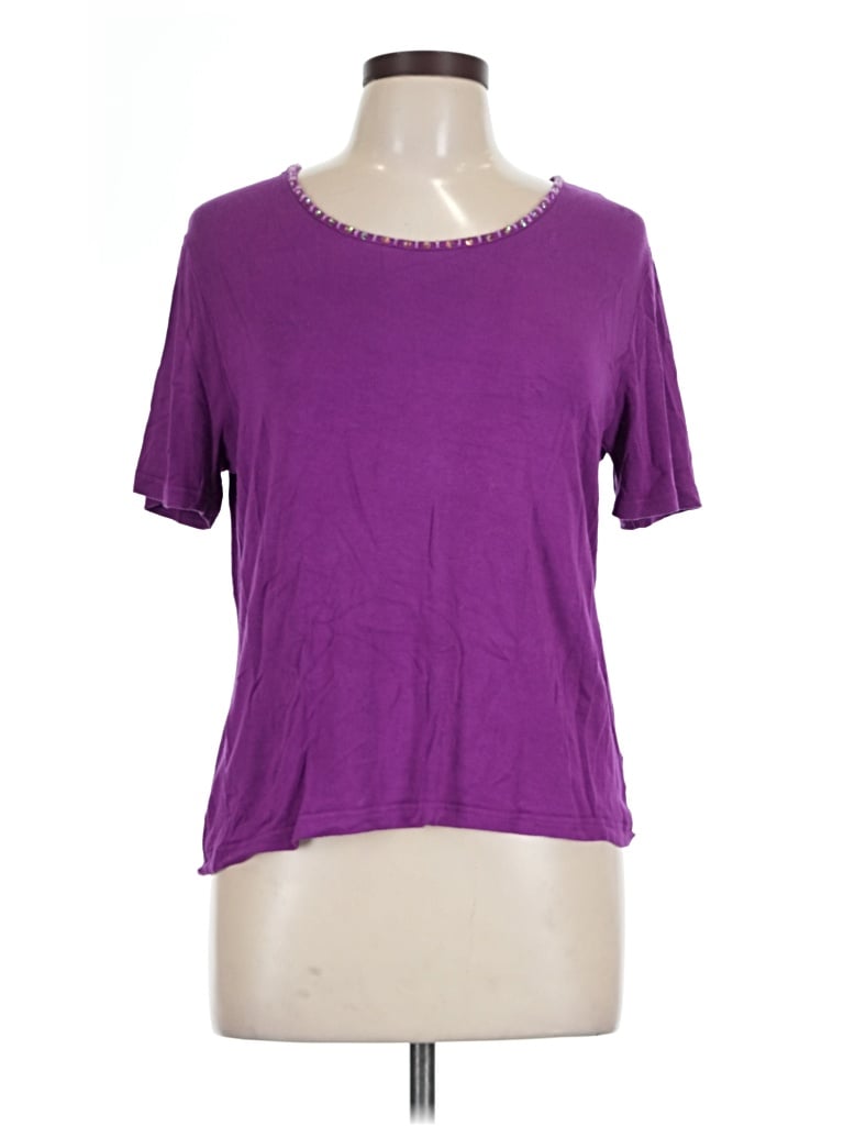 Pre-owned Worthington Short Sleeve Top Purple Scoop Neck Tops