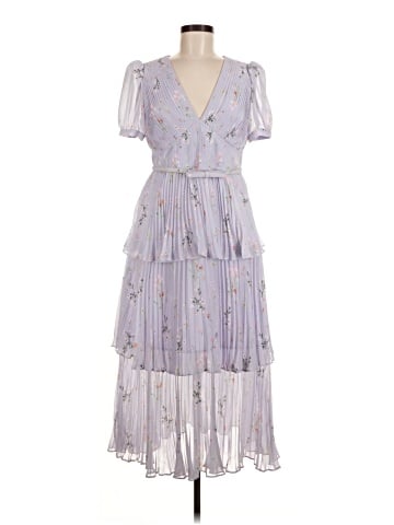 Self-Portrait Chiffon Tiered Midi Dress (view 1)