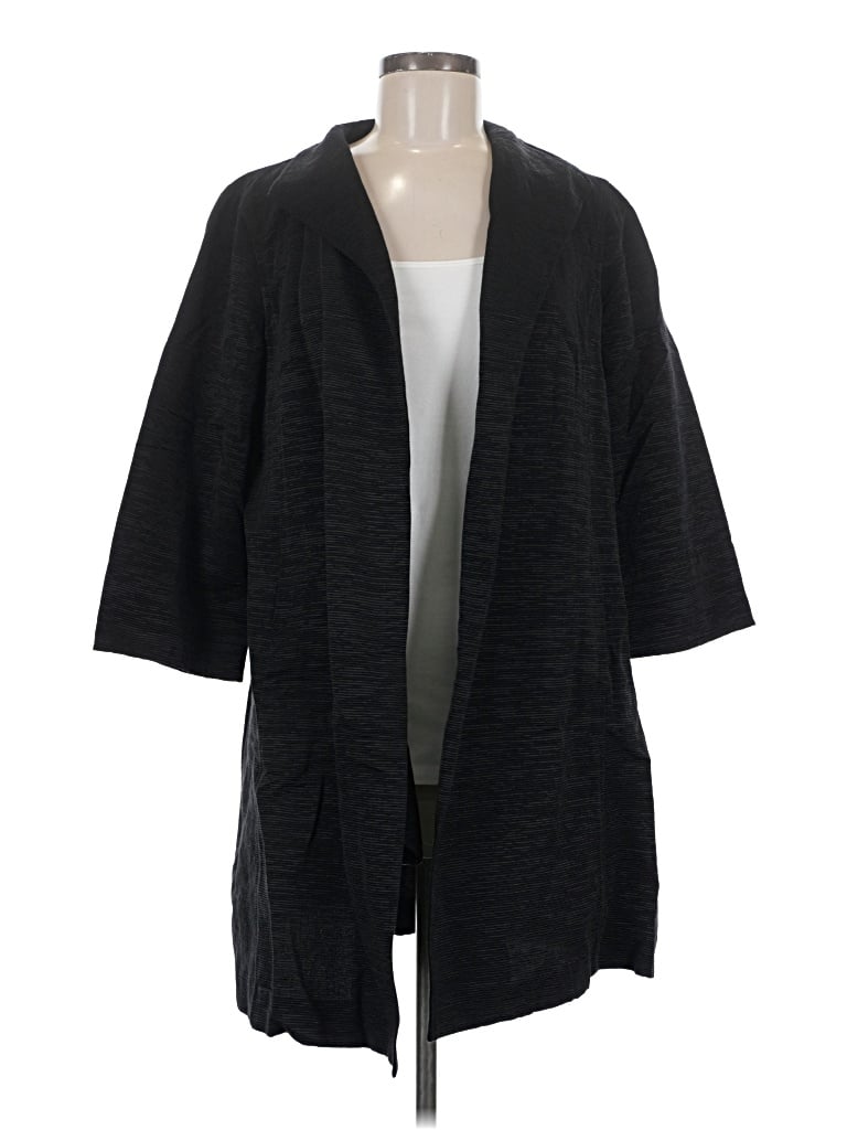 Pre-owned Eileen Fisher Coat In Black
