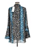 Buddy Love Animal Print Blue Long Sleeve Blouse Size M - photo 2
