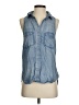 Signature 8 Blue Sleeveless Button-Down Shirt Size S - photo 1