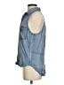 Signature 8 Blue Sleeveless Button-Down Shirt Size S - photo 5
