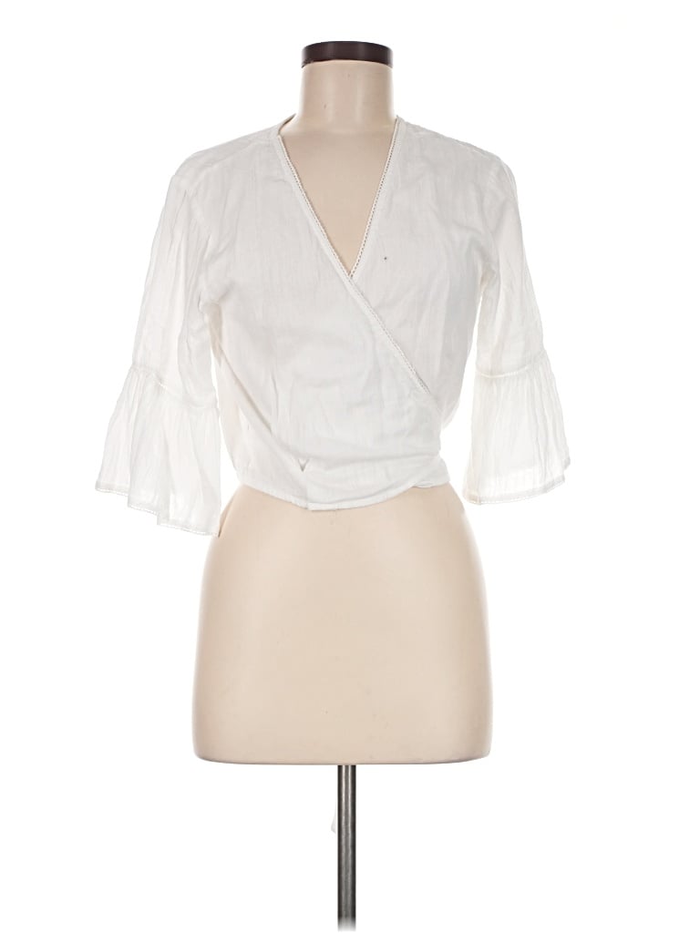 Pre-owned Debbie Katz 3/4 Sleeve Blouse In White