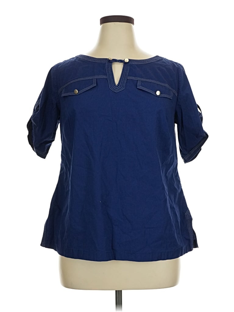 Pre-owned Talbots Short Sleeve Blouse In Blue